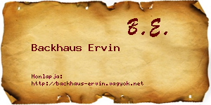 Backhaus Ervin névjegykártya