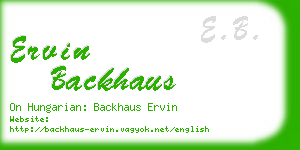 ervin backhaus business card